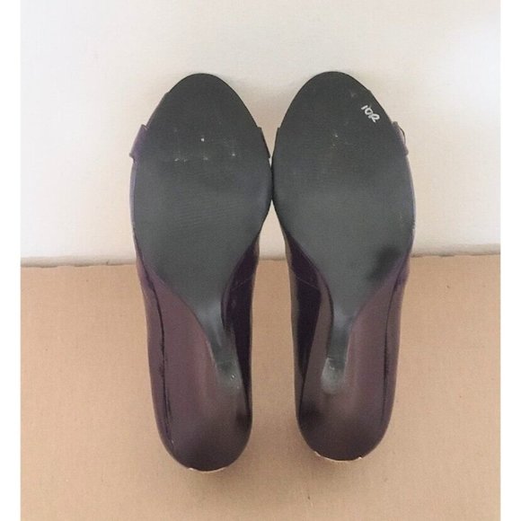 Guess Purple Patent Leather Wedge Shoes Womens Size 8.5 Peep Toe Heels - Picture 5 of 12